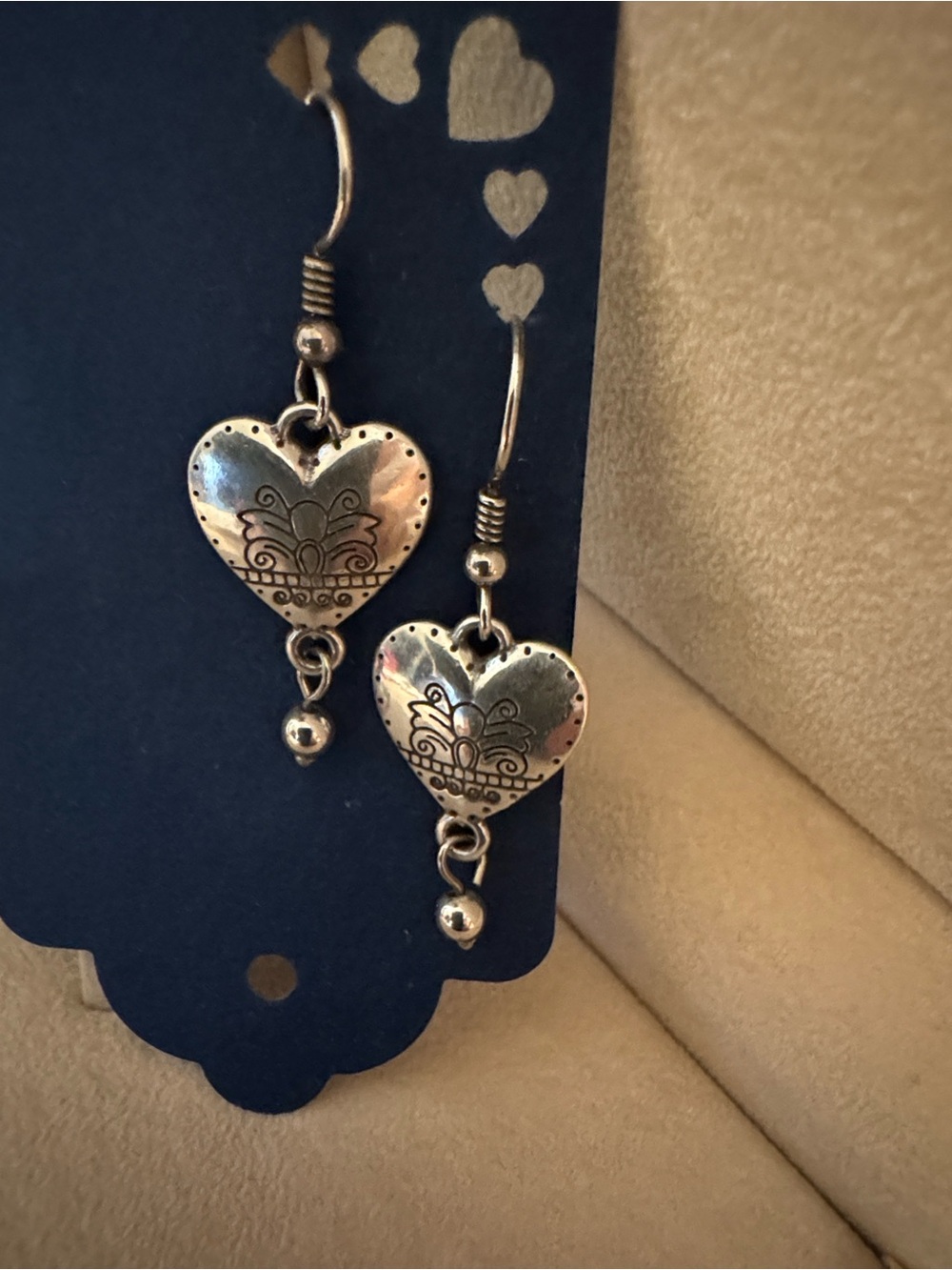 Brighton Silver Heart Drop Earrings with Filigree